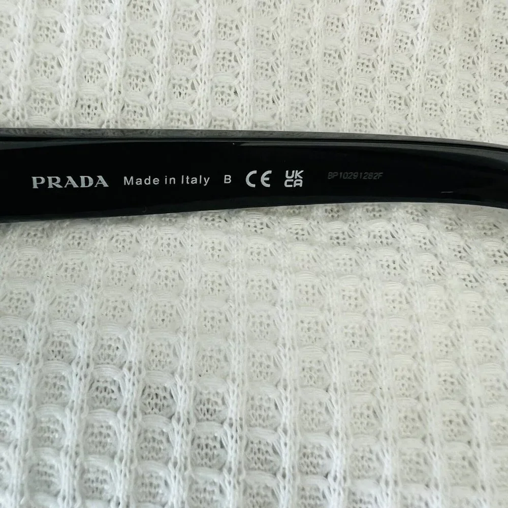 Prada PR 02ZS Square Sunglasses Black Plastic Dark Grey Gradient Silver Unisex - Picture 12 of 14